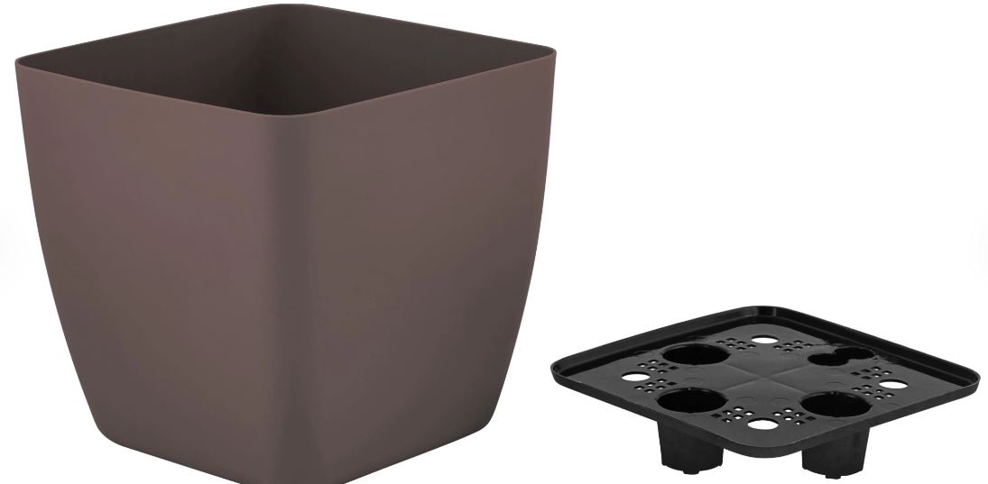 Горшок с дренажной вставкой InGreen Vienna, 5л, квадратный, горький шоколад                         